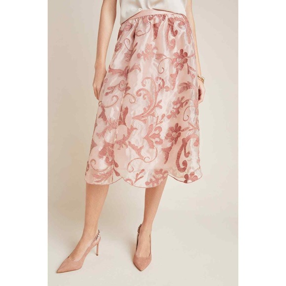 NWT Anthropologie Maeve "Shannon" Embroidered Midi Skirt - Picture 2 of 7